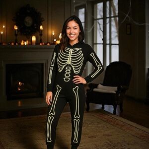 Women's Skeleton‎ Halloween Costume Small S Gray Pants Cozy Casual